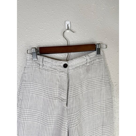 Hannoh Wessel Petronilla Pants Trousers Sz 38  Wide Leg Raw Edge Checkered Linen - Picture 5 of 15